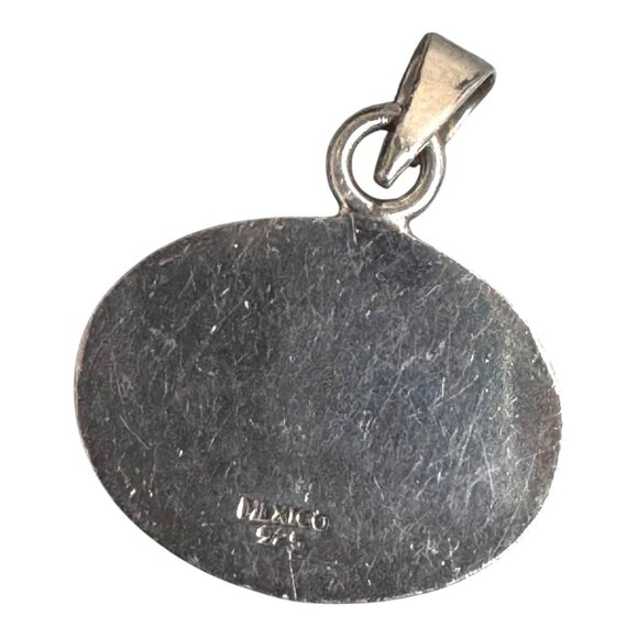 Sterling Silver 925 Oval Pendant Necklace Charm Monogram NGH Mexico 9.19g - Picture 2 of 5